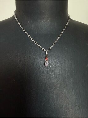 Garnet amethyst minimalist gemstone necklace pendant layering jewelry boho style